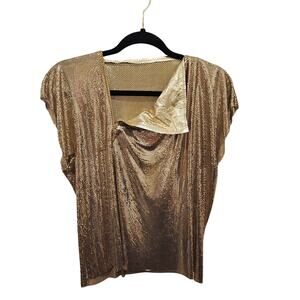 Vintage Collectible Anthony Ferrara "liquid gold" top with asymmetrical zipper